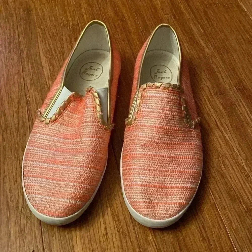 Jack Roger’s coral and gold slip on lightweight sneakers size 9